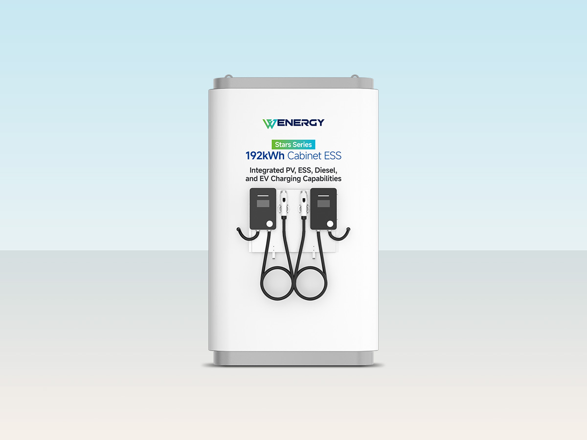 Tủ lưu trữ năng lượng ESSS lai 192kWh tích hợp PV, máy phát diesel và sạc xe điện