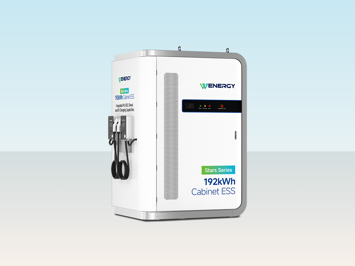 Tủ lưu trữ năng lượng ESSS lai 192kWh tích hợp PV, máy phát diesel và sạc xe điện