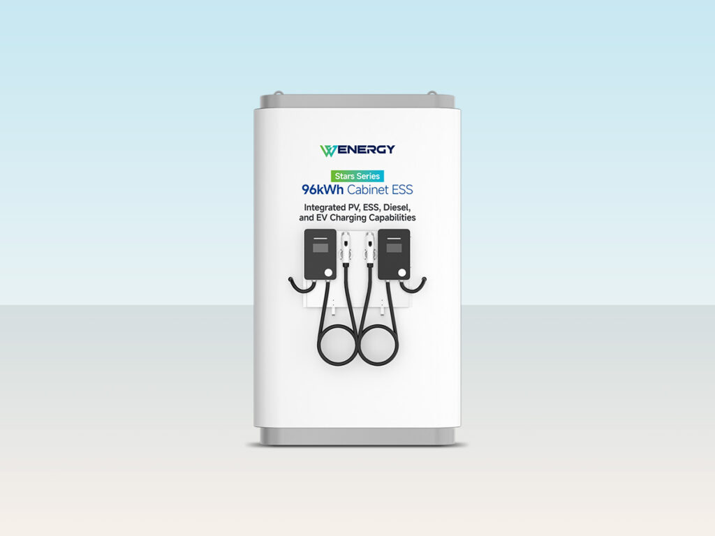 Tủ Lưu Trữ Năng Lượng Lai 96kWh Làm Mát Bằng Chất Lỏng (PV, Diesel & EV Charging)