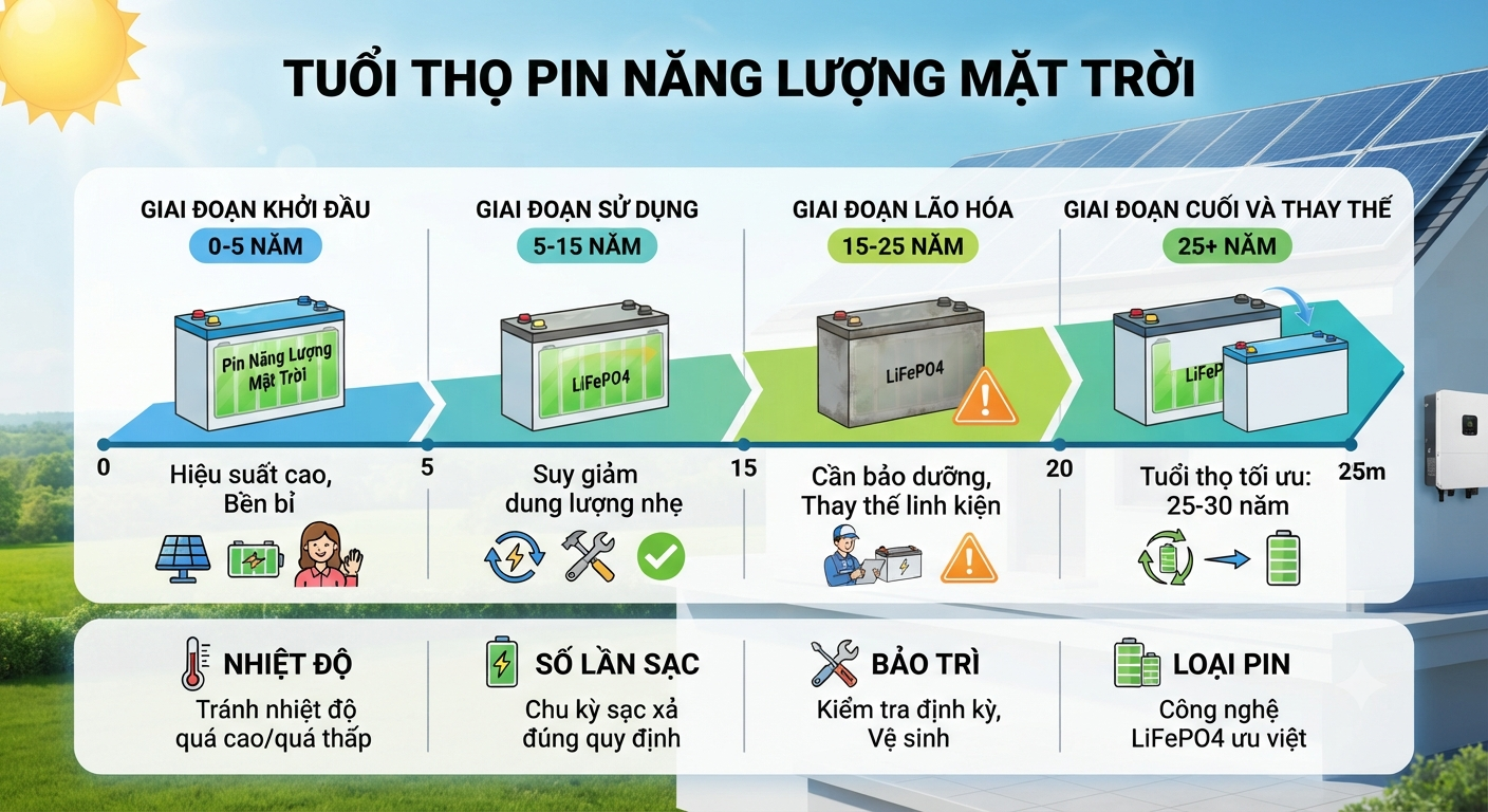 tuổi thọ pin năng lượng mặt trời