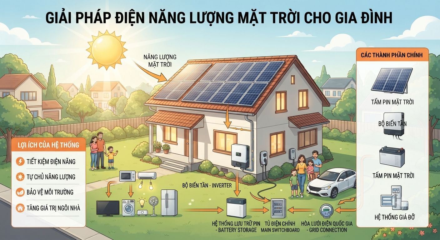 công suất pin mặt trời cho gia đình