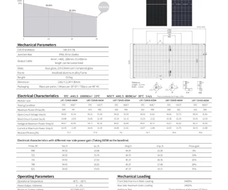 Alternative view of TẤM PIN NĂNG LƯỢNG MẶT TRỜI LONGI SOLAR 640W Hi-MO X10 2 MẶT KÍNH