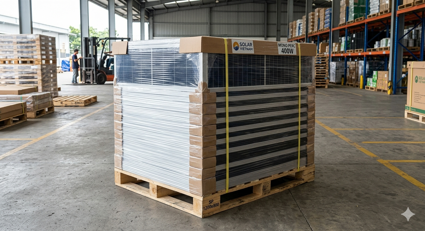 1 pallet pin năng lượng mặt trời bao nhiêu tấm
