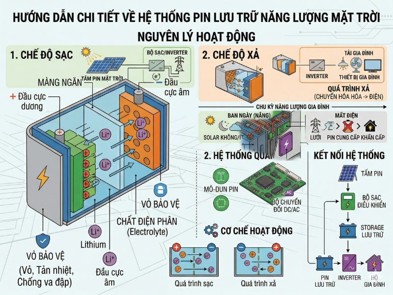 Nguyên lý hoạt động pin lưu trữ điện mặt trời