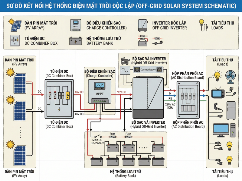 Sơ đồ kết nối của hệ thống Off-grid