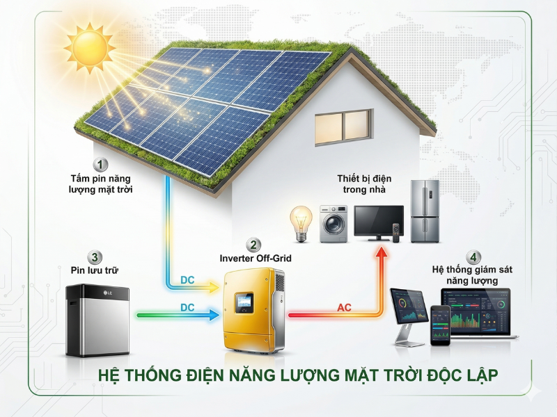 Nguyên lý hoạt động bộ năng lượng mặt trời độc lập