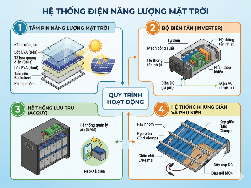 Cấu tạo hệ thống điện mặt trời