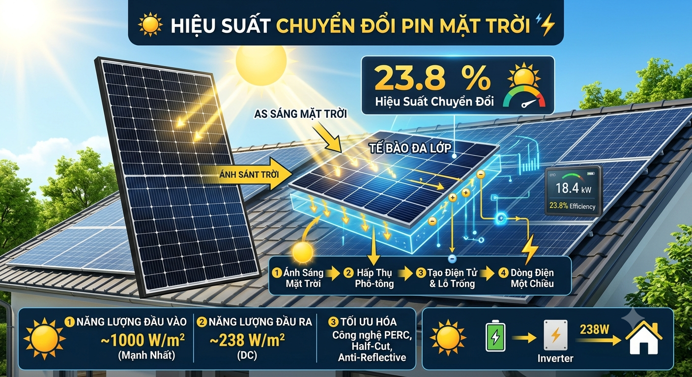 hiệu suất chuyển đổi pin mặt trời