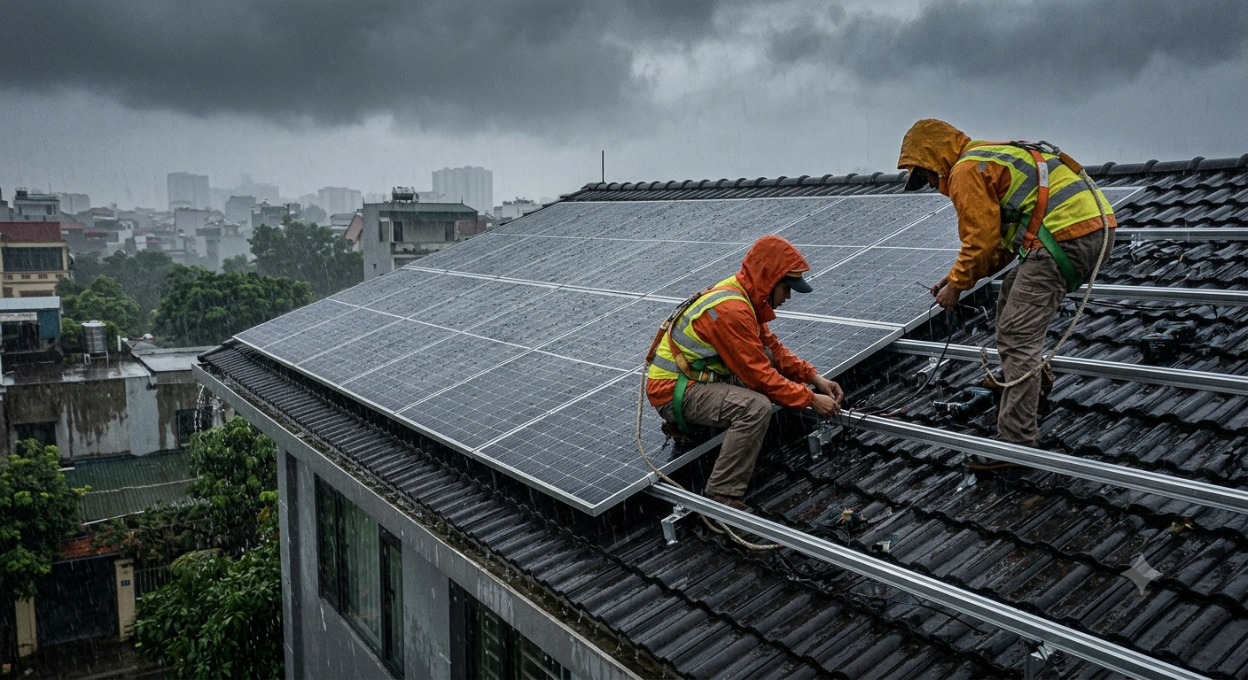 trời mưa có điện mặt trời không