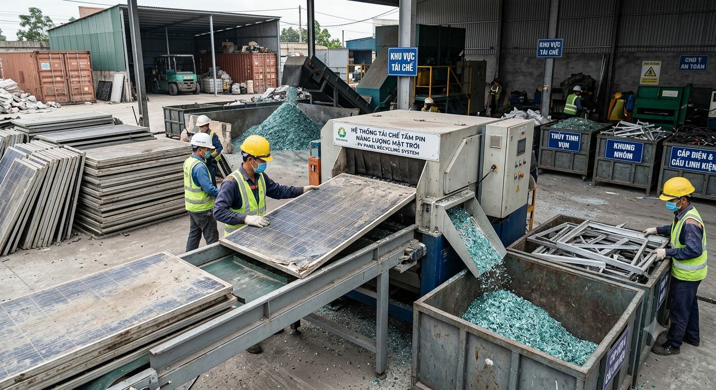 xử lý tấm pin năng lượng mặt trời
